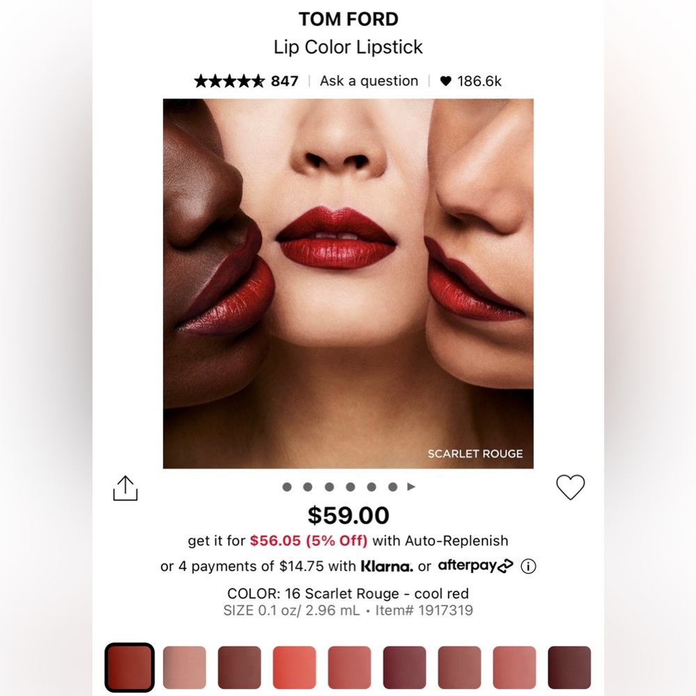 Tom ford NEW lipstick  💄 16 scarlet Rouge